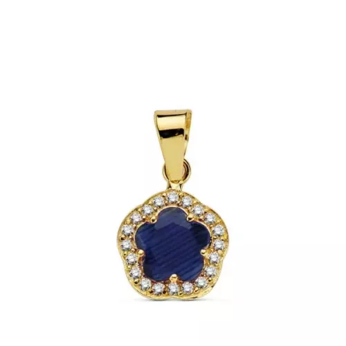 9K COLGANTE ORO AMARILLO ESTRELLA 9 MM PIEDRA COLOR 0