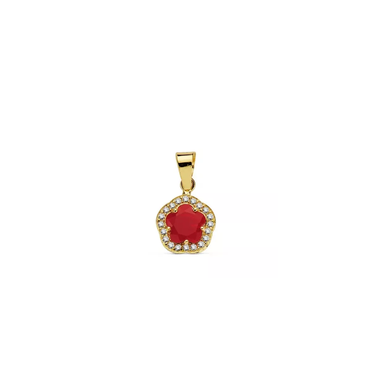 9K COLGANTE ORO AMARILLO ESTRELLA 9 MM PIEDRA COLOR 0