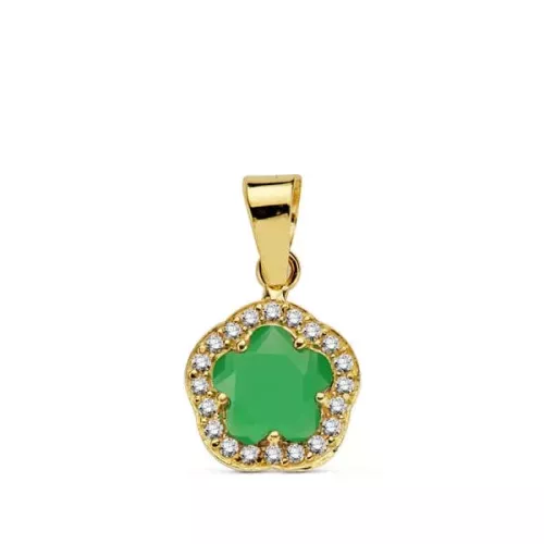 9K COLGANTE ORO AMARILLO ESTRELLA 9 MM PIEDRA COLOR 0