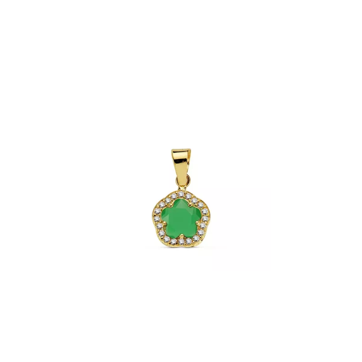 9K COLGANTE ORO AMARILLO ESTRELLA 9 MM PIEDRA COLOR 0