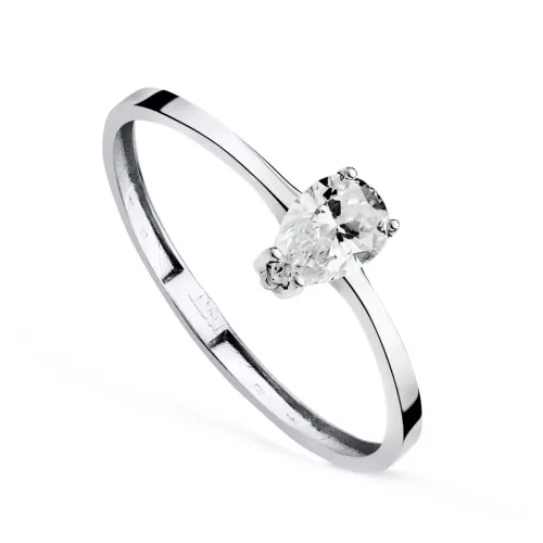 18K SORTIJA ORO BLANCO DIAMANTE LABORATORIO TALLA PERA 0