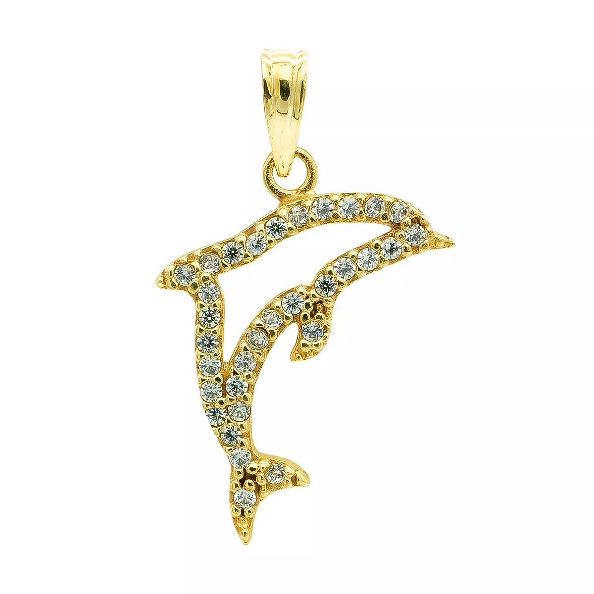 9K COLGANTE ORO AMARILLO DELFIN CIRCONITA 21X18 MM 1