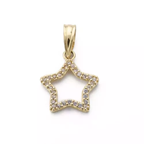 9K COLGANTE ORO AMARILLO ESTRELLA CON CIRCONITA 12X12 MM 0