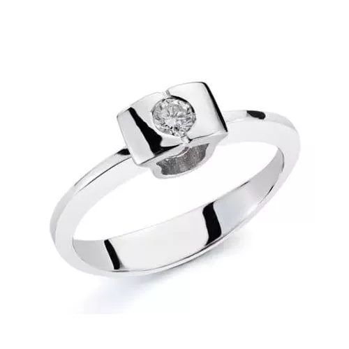 18K SORTIJA ORO BLANCO DIAMANTES 0.10 QTS. ANCHO: 4