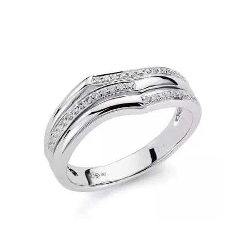 18K SORTIJA ORO BLANCO 38 DIAMANTES TALLA BRILLANTE 0.130 QTS. ANCHO: 7MM 3