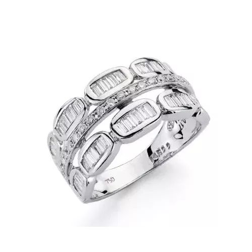 18K SORTIJA ORO BLANCO DIAMANTES TALLA BRILLANTE 0.120/0.450 QTS. ANCHO: 10MM 1