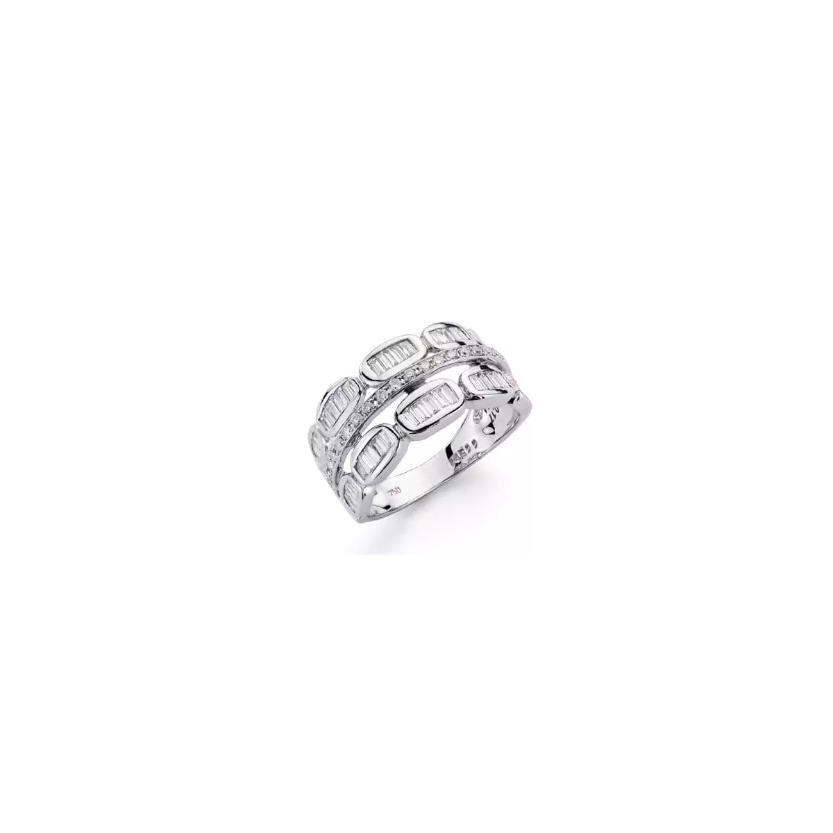 18K SORTIJA ORO BLANCO DIAMANTES TALLA BRILLANTE 0.120/0.450 QTS. ANCHO: 10MM 1