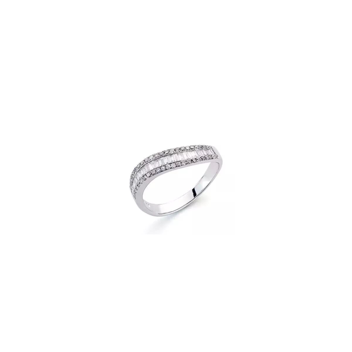 18K SORTIJA ORO BLANCO DIAMANTES TALLA BRILLANTE 0.180 QTS. -0.300 QTS. ANCHO: 4MM 3