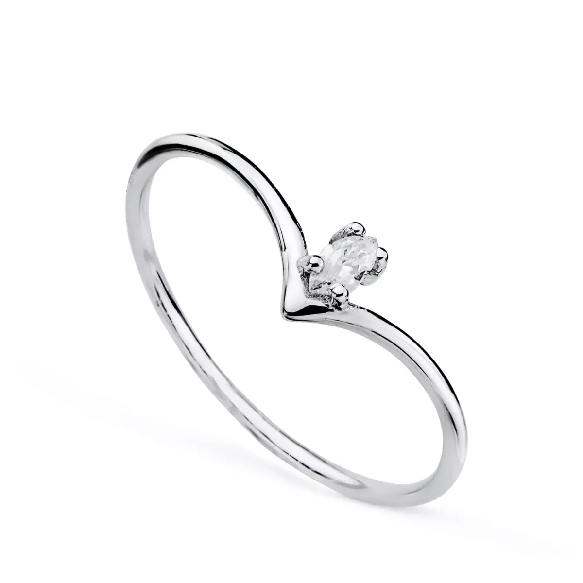 18K SORTIJA ORO BLANCO PICO DIAMANTE TALLA MARQUIS 0