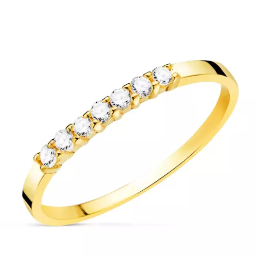 18K SORTIJA ORO AMARILLO 7 DIAMANTES TALLA BRILLANTE 0