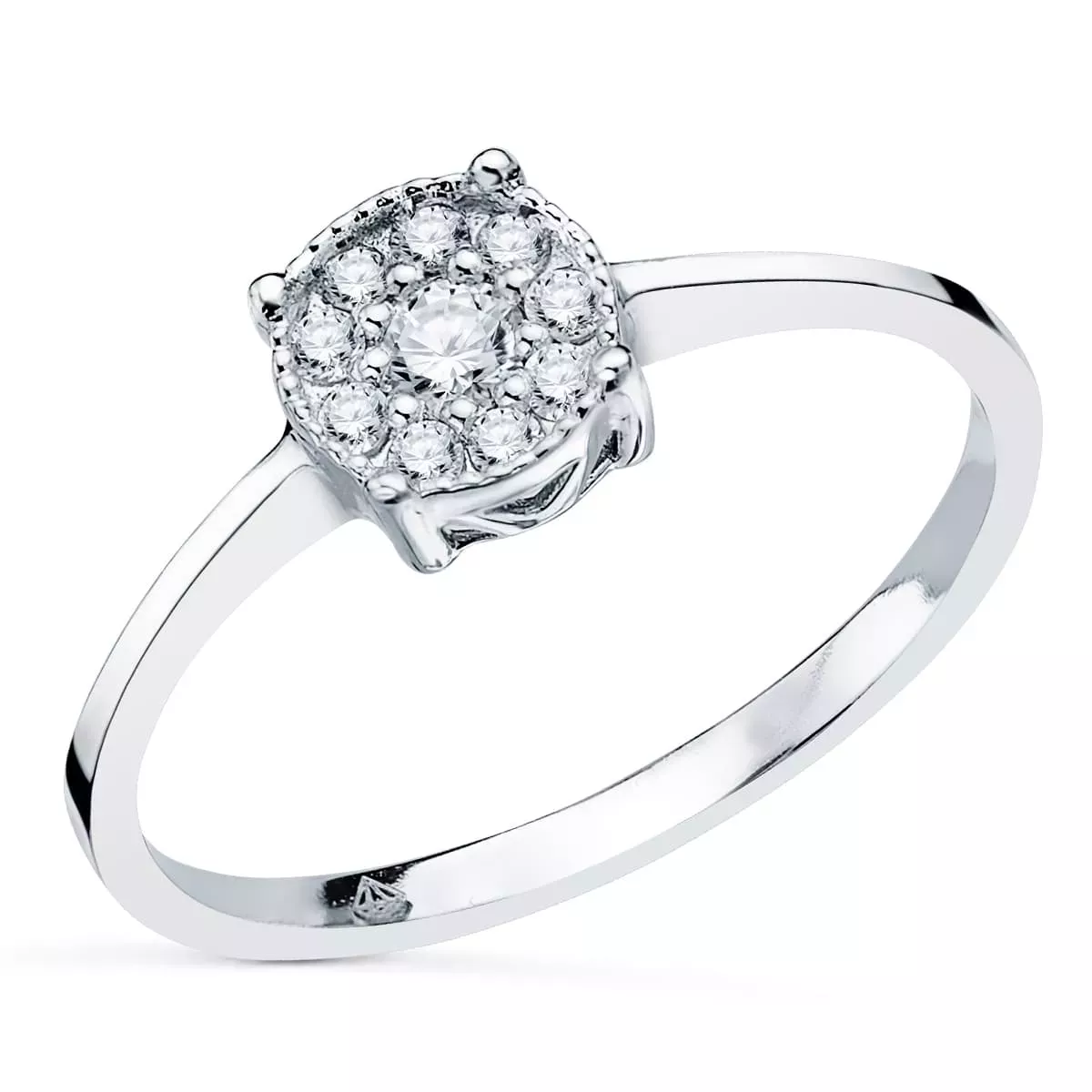 18K SORTIJA ORO BLANCO CON DIAMANTES CUAJO 7X7 MM 0