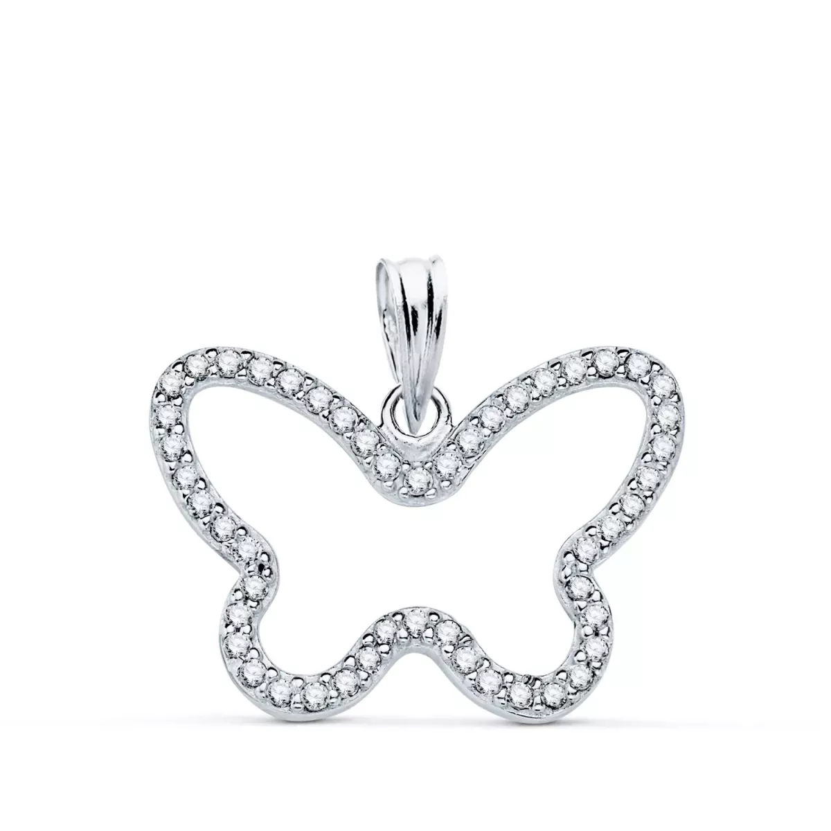 9K COLGANTE ORO BLANCO MARIPOSA CON CIRCONITA 22X16 MM 1