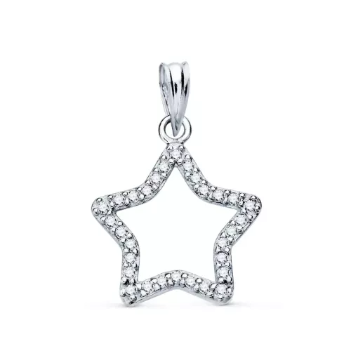 9K COLGANTE ORO BLANCO ESTRELLA CON CIRCONITAS. MEDIDA: 16X15 MM 1,14gr
