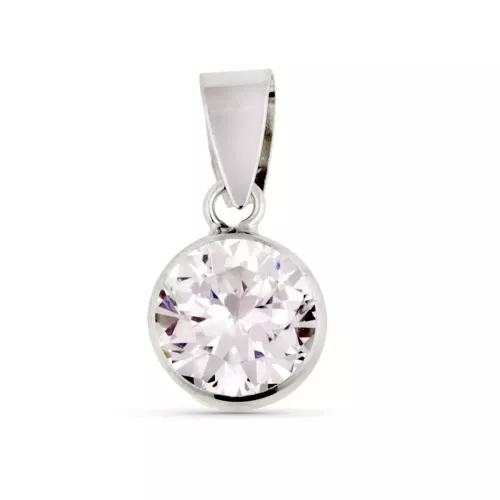 9K COLGANTE ORO BLANCO REDONDO CHATON CON CIRCONTIA 7 MM 0,36gr