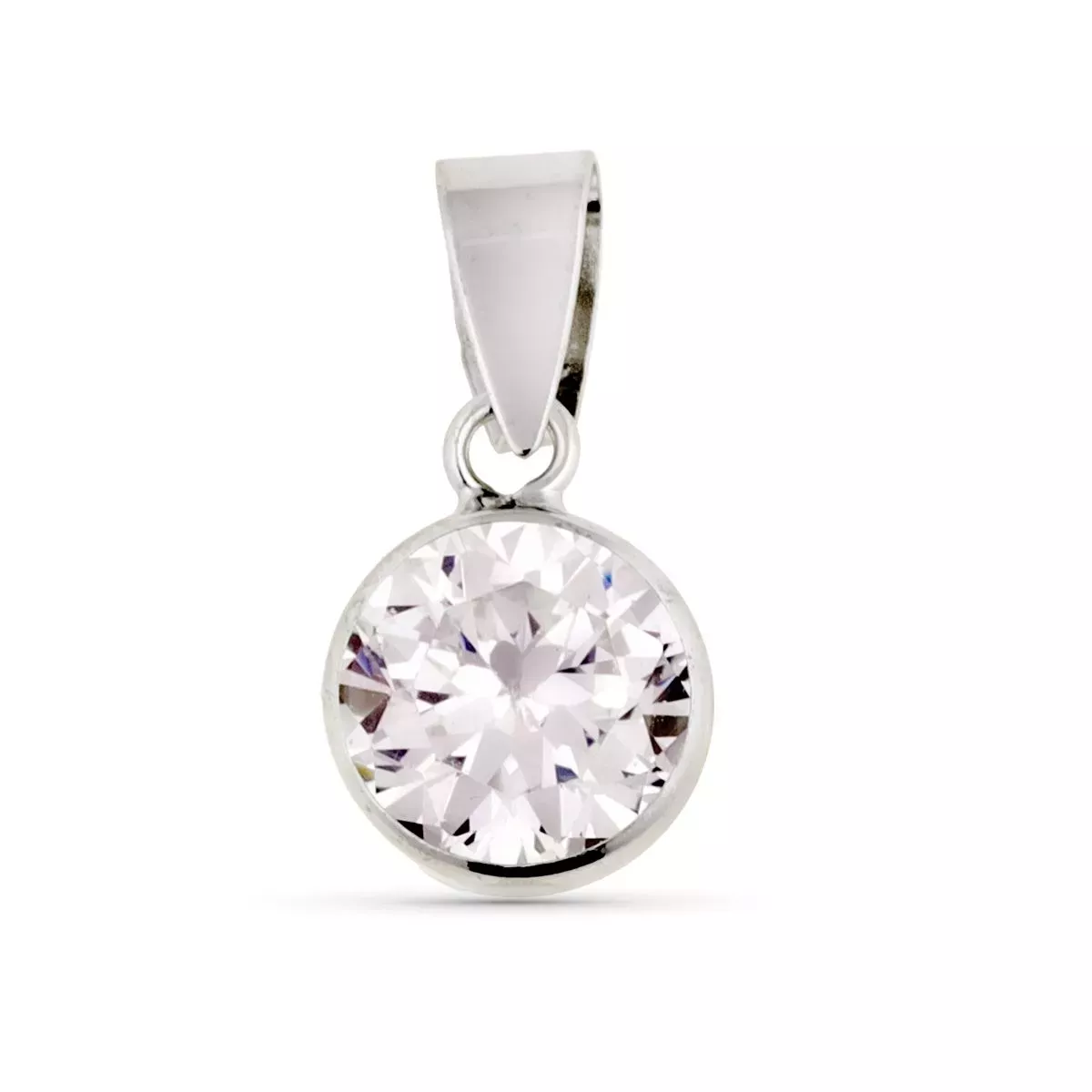 9K COLGANTE ORO BLANCO REDONDO CHATON CON CIRCONTIA 7 MM 0