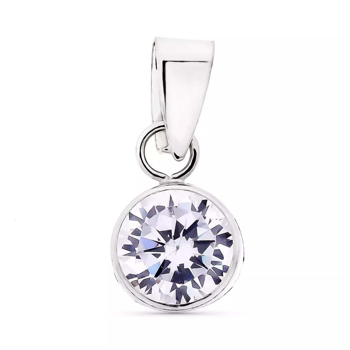 9K COLGANTE ORO BLANCO REDONDO CHATON CON CIRCONITA 6 MM 0