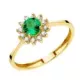 18K SORTIJA ORO AMARILLO DIAMANTES DE LABORATORIO Y ESMERALDA RECRISTALIZADA 5 MM 0