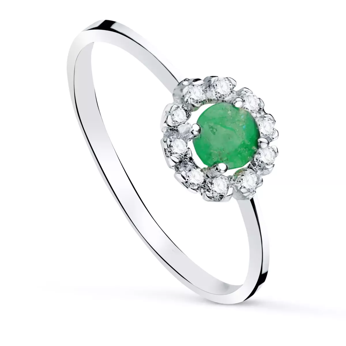 18K SORTIJA ORO BLANCO CON ESMERALDA 4MM Y 0