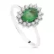 18K SORTIJA ORO BLANCO PIEDRA FINA ESMERALDA RECRISTALIZADA 7X5MM Y CIRCONITAS 2