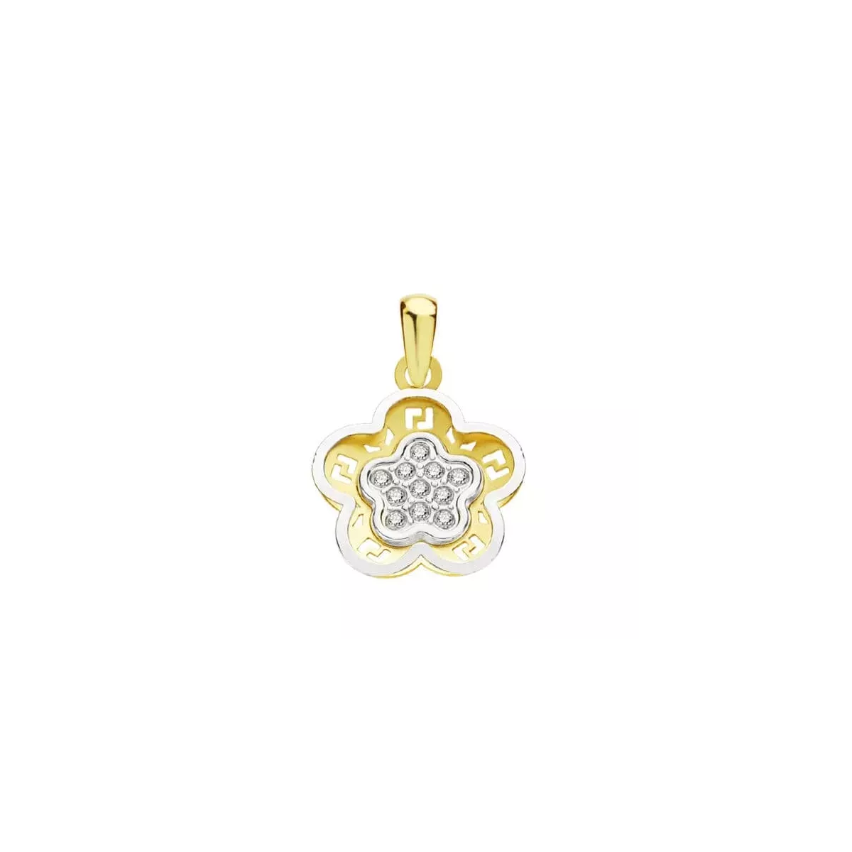 9K COLGANTE ORO BICOLOR CIRCONITA 15X12 MM 0