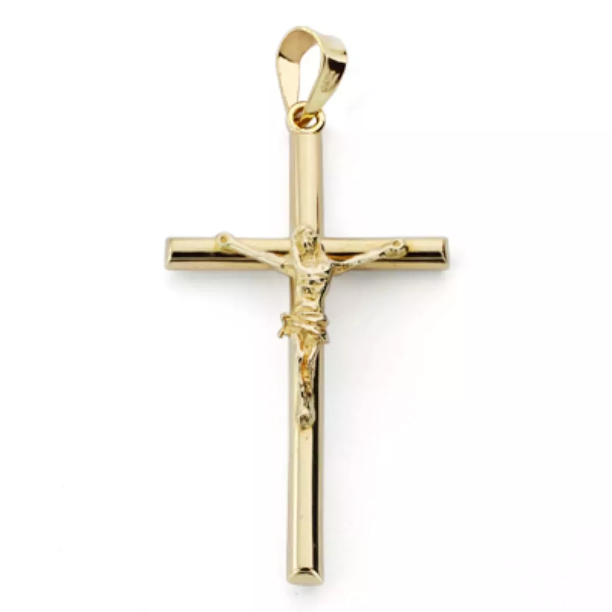 9K CRUZ ORO AMARILLO TUBO CON CRISTO. 31X16 MM 0