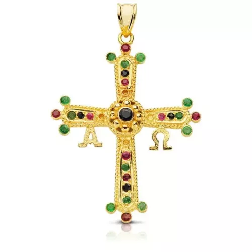 9K CRUZ DE COVADONGA ORO AMARILLO GRANDE 40X34 MM 4