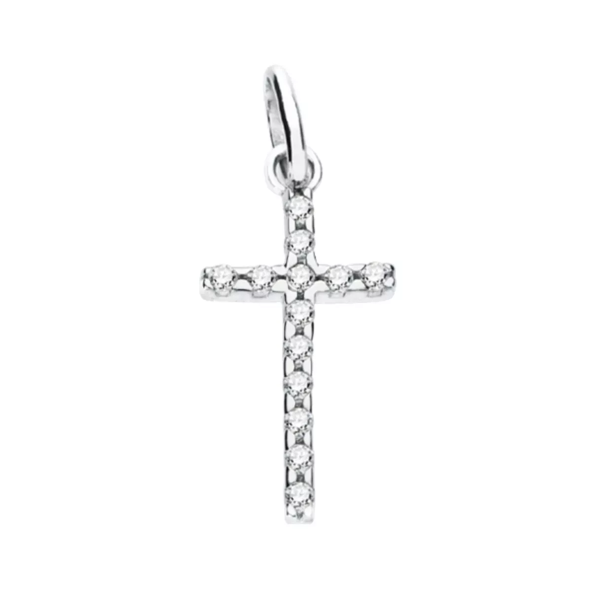 9K CRUZ ORO BLANCO CON CIRCONITA 22X12 MM 0