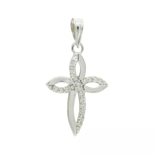 9K CRUZ ORO BLANCO CIRCONITA 23X15 MM 1