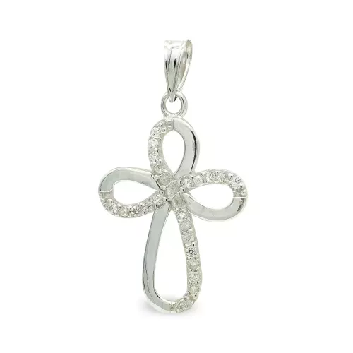 9K CRUZ ORO BLANCO CIRCONITA 24X16 MM 1