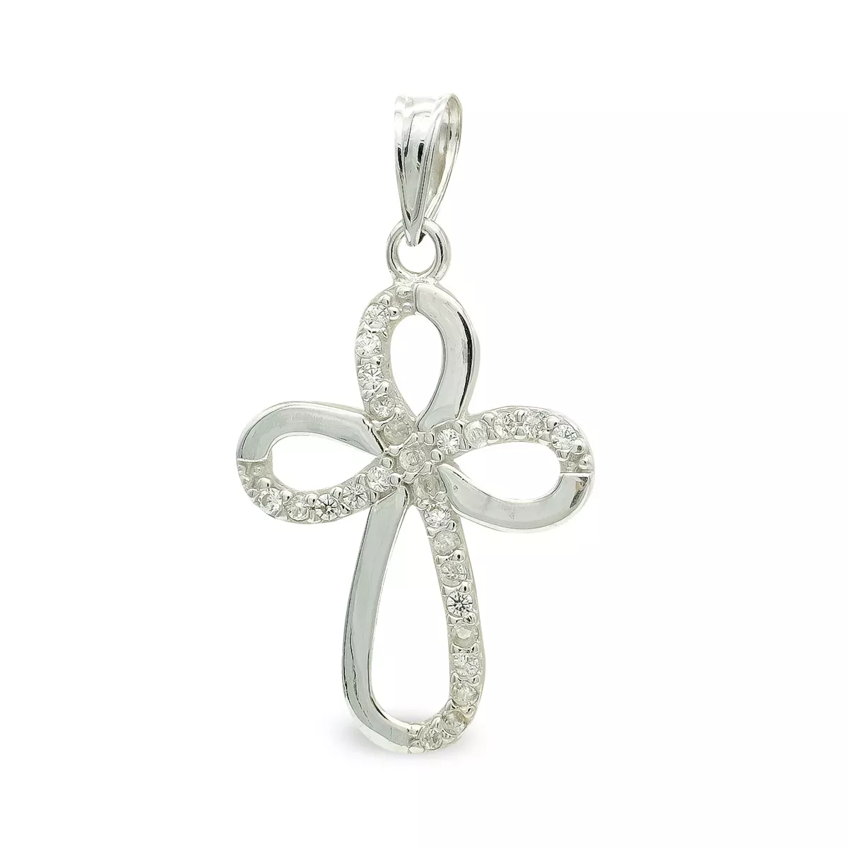 9K CRUZ ORO BLANCO CIRCONITA 24X16 MM 1