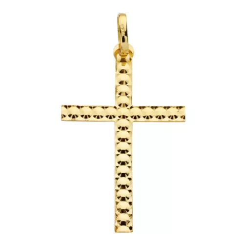 9K CRUZ ORO AMARILLO SIN CRISTO TALLADA DIAMANTADA. MEDIDA: 30X20 MM 0