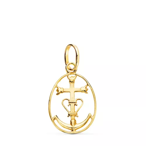 9K CRUZ DE LA CAMARGA CERCO ORO AMARILLO 21 X 14 MM 0