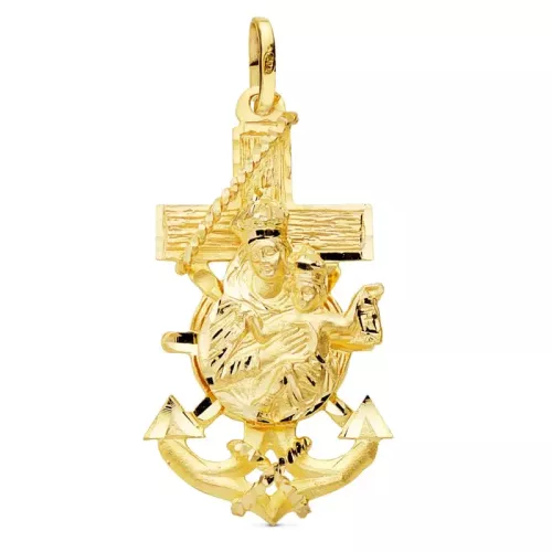 9K CRUZ MARINERA VIRGEN DEL CARMEN ORO AMARILLO 47X25 MM 8