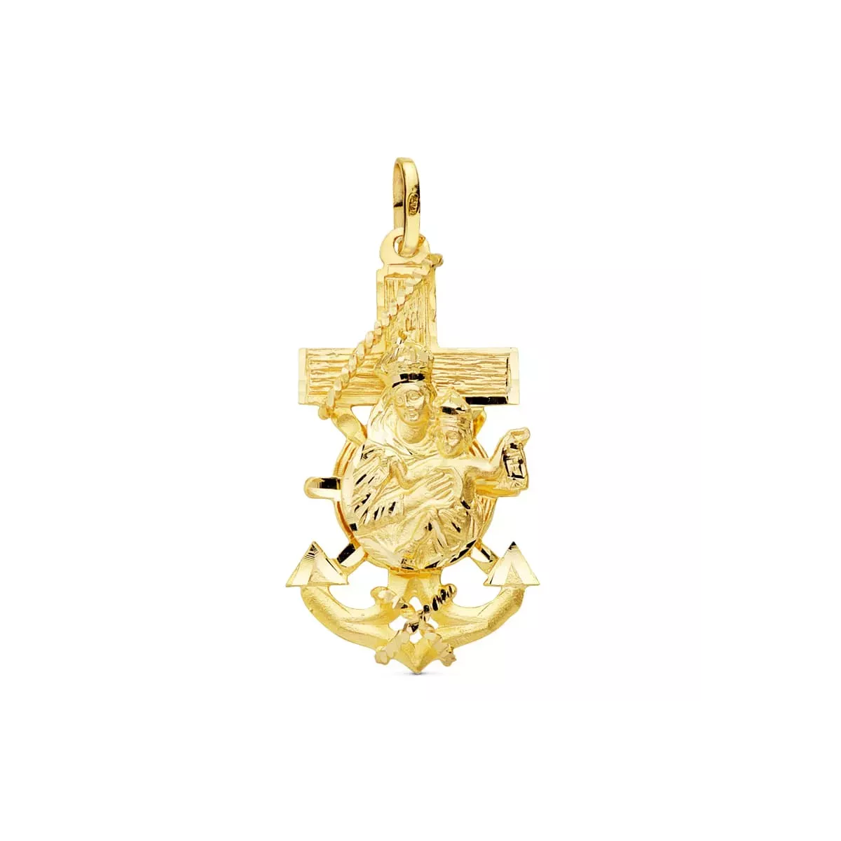 9K CRUZ MARINERA VIRGEN DEL CARMEN ORO AMARILLO 47X25 MM 8