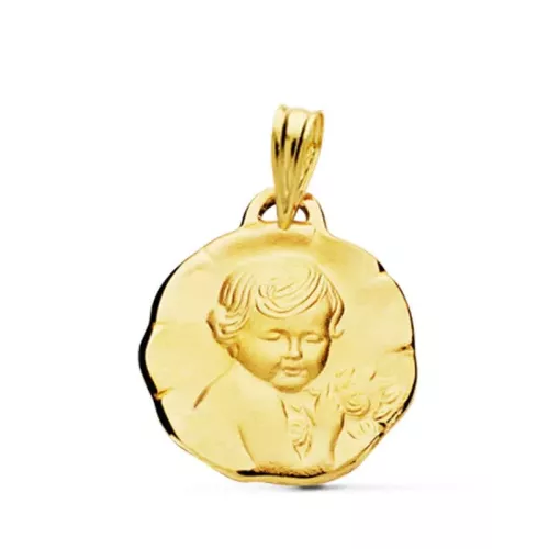 9K MEDALLA ORO AMARILLO ANGEL QUERUBIN 17 MM 1