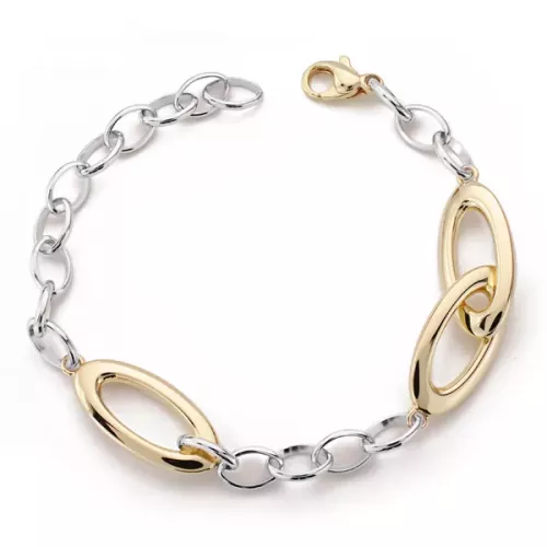 9K PULSERA ORO BICOLOR HUECA 20CM 7