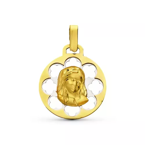 9K MEDALLA ORO AMARILLO ORO BICOLOR 21X18 MM 1