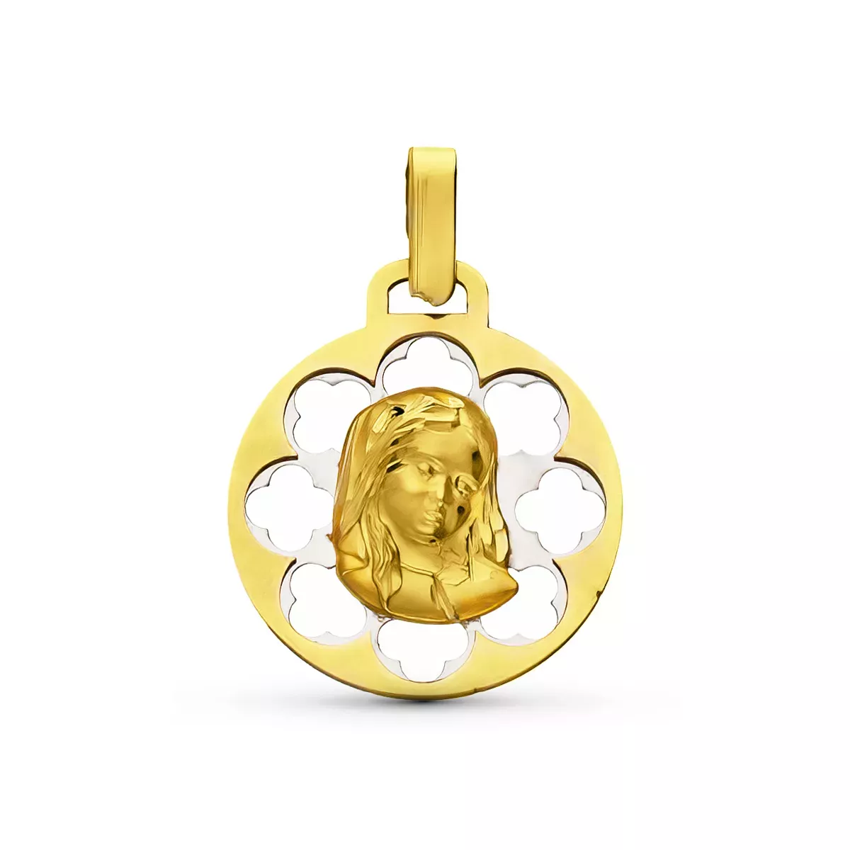 9K MEDALLA ORO AMARILLO ORO BICOLOR 21X18 MM 1