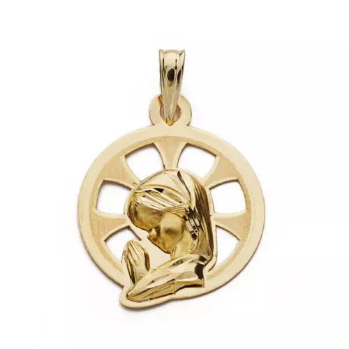 9K MEDALLA ORO AMARILLO VIRGEN NIÑA CALADA 22X17 MM 1