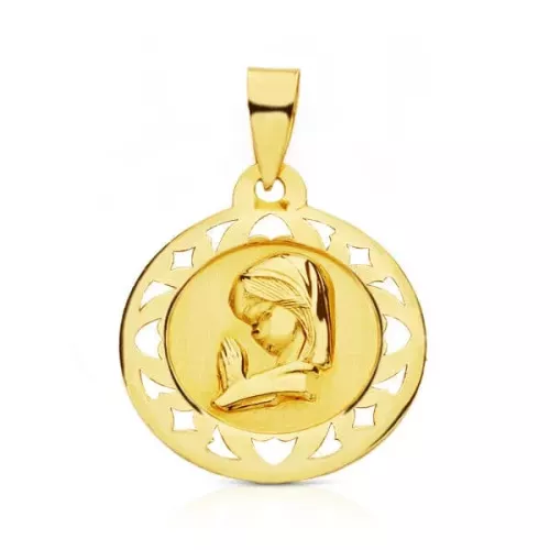 9K MEDALLA ORO AMARILLO VIRGEN NIÑA 18 MM 1