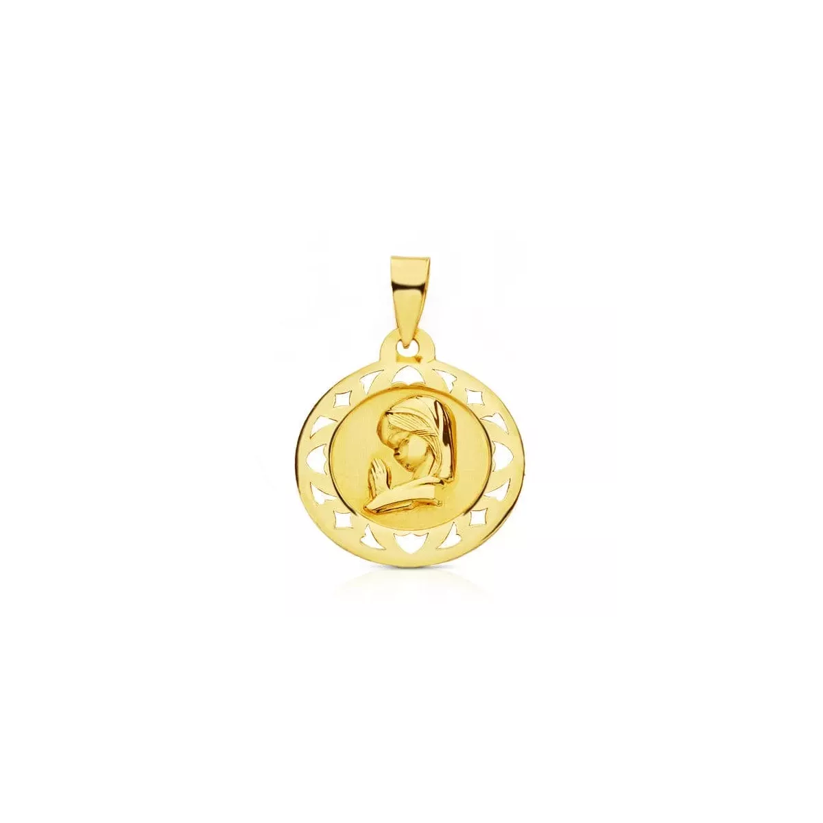 9K MEDALLA ORO AMARILLO VIRGEN NIÑA 18 MM 1