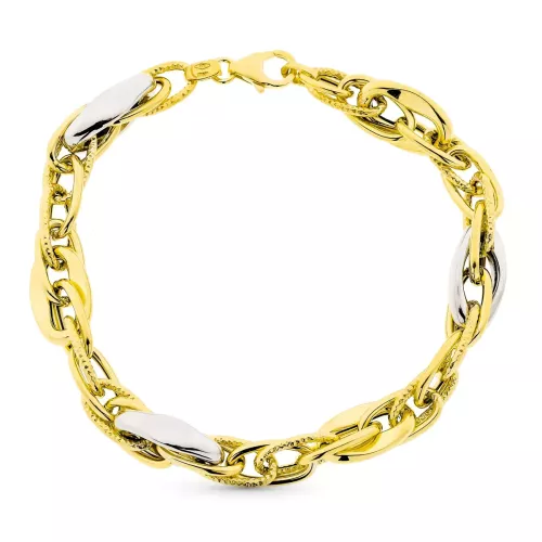 9K PULSERA ORO BICOLOR 20CM 7