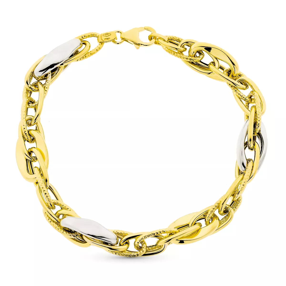 9K PULSERA ORO BICOLOR 20CM 7