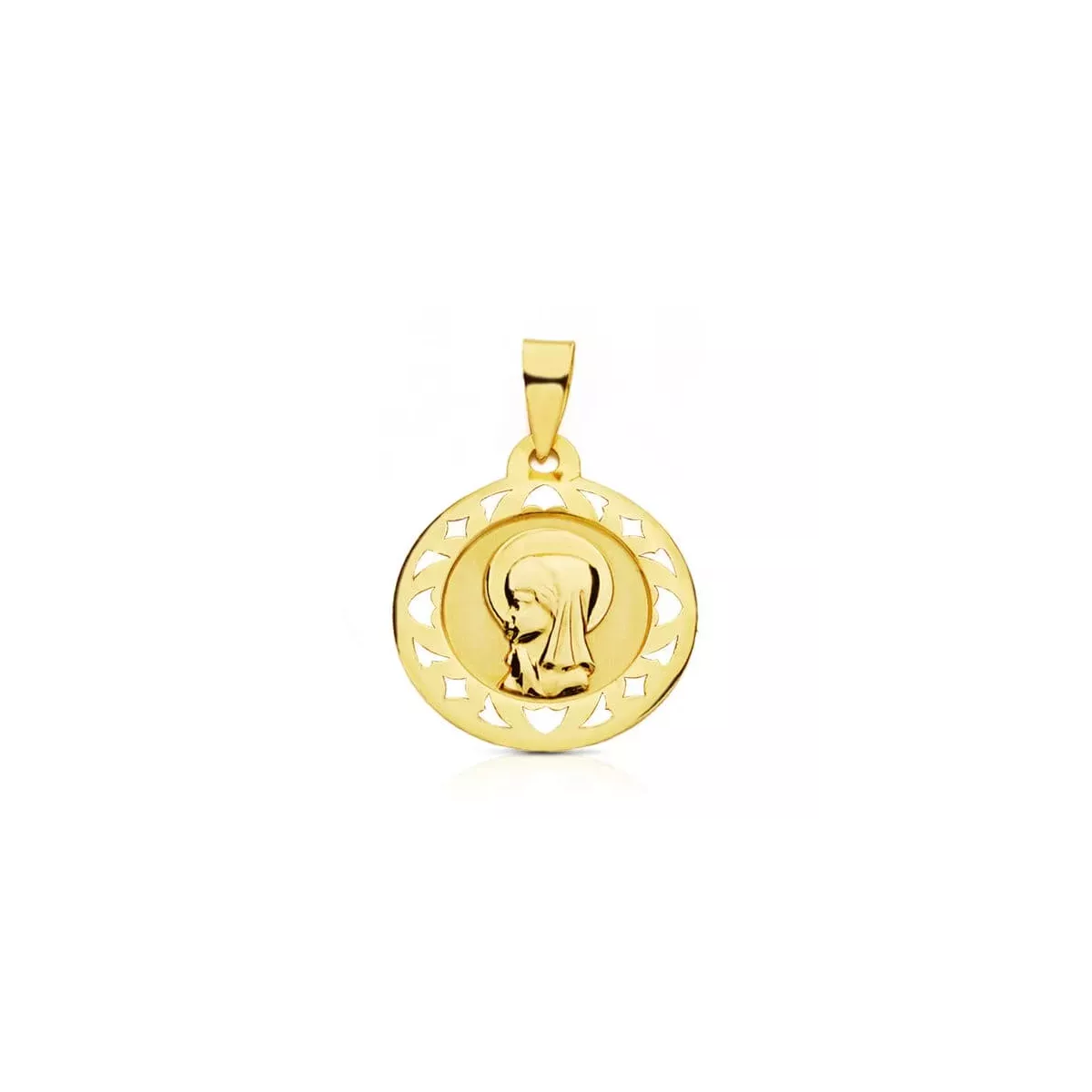 9K MEDALLA ORO AMARILLO VIRGEN NIÑA 18 MM 1
