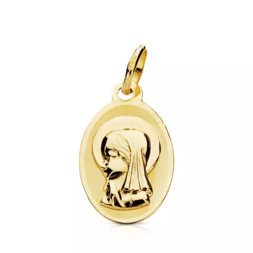 9K MEDALLA ORO AMARILLO VIRGEN NIÑA OVAL. 17X10 MM 0