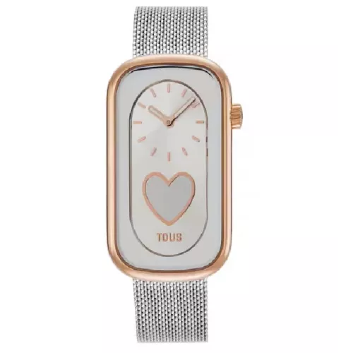 Reloj analógico bicolor con silueta corazón y brazalete de acero T-Band Club - 3000140800