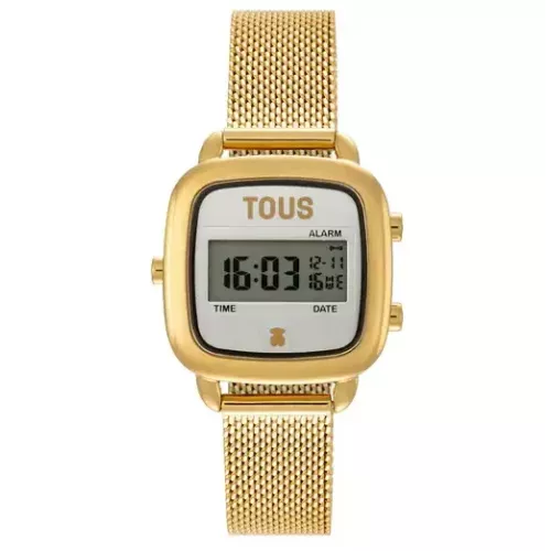 Reloj digital con brazalete de acero dorado D-Logo Mini - 3000139500