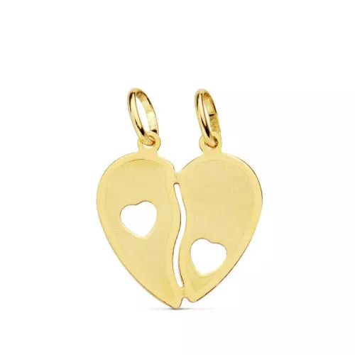 9K COLGANTE CORAZON PARTIDO 17X15MM 0