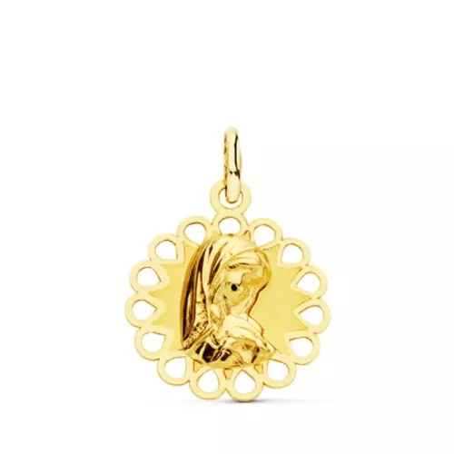 9K MEDALLA ORO AMARILLO VIRGEN NIÑA CALADA 18X15 MM 0