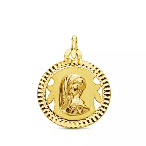 9K MEDALLA ORO AMARILLO VIRGEN NIÑA LIGERA 16 MM 1